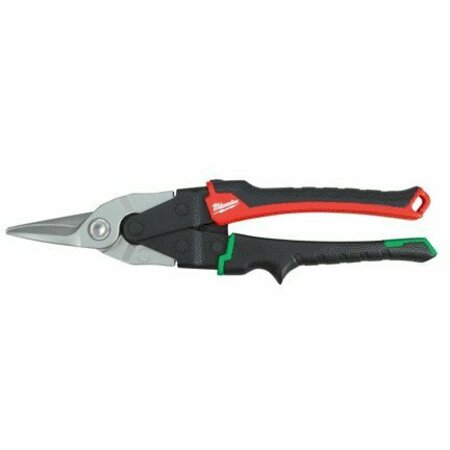 MILWAUKEE TOOL Aviation Snip, 10 in OAL, 1.76 in L Cut, Right, Straight Cut, Forged Steel Blade, Ergonomic Handle 48-22-4520